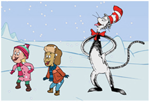 Cat and Kids in Snow