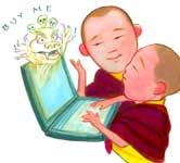 Padre e hijo frente a computadora