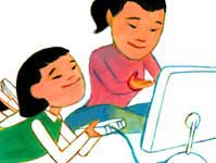 Madre e hija practicando con un videojuego