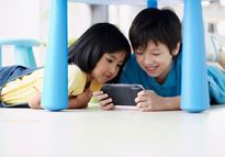 Family playing video games