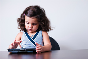 Girl with tablet PC
