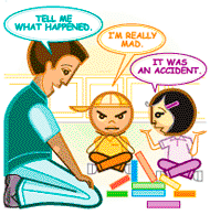 Tell me what happened. Boy: I’m really mad. Girl: It was an accident.