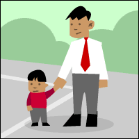 Father and son at playground