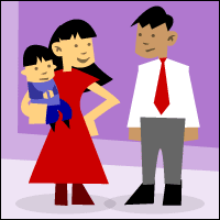 Mother with son talks to teacher