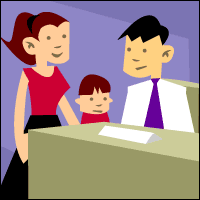 Mother with son talk to teacher