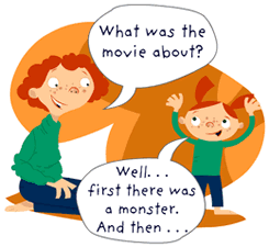 Mother asking child about movie