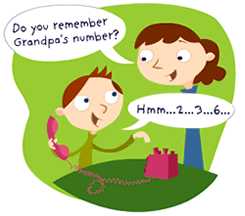 Mom listening to Daughter say a telephone number