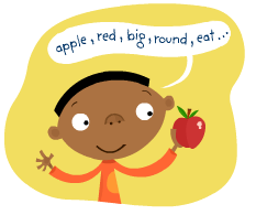 A child describing an apple