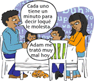 Cada uno tiene un minuto para decir lo qué le molesta. Adam me trató muy mal hoy.