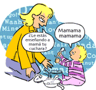 Mom: Are you showing Mama your spoon. Baby: Mammammamma.